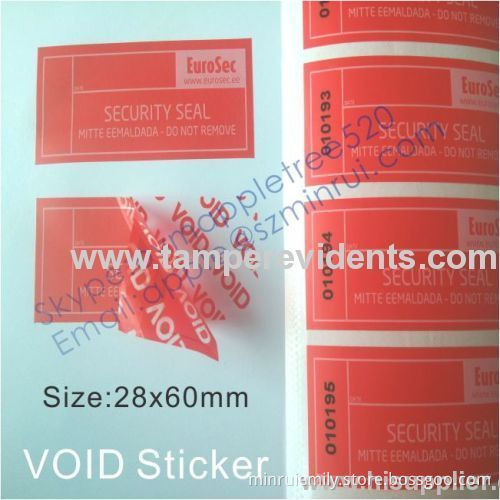 Red Void Sticker With Serial Numbers&date,tamper Evident Security Void Labels,matt Laminated Warranty Void Seal Stickers